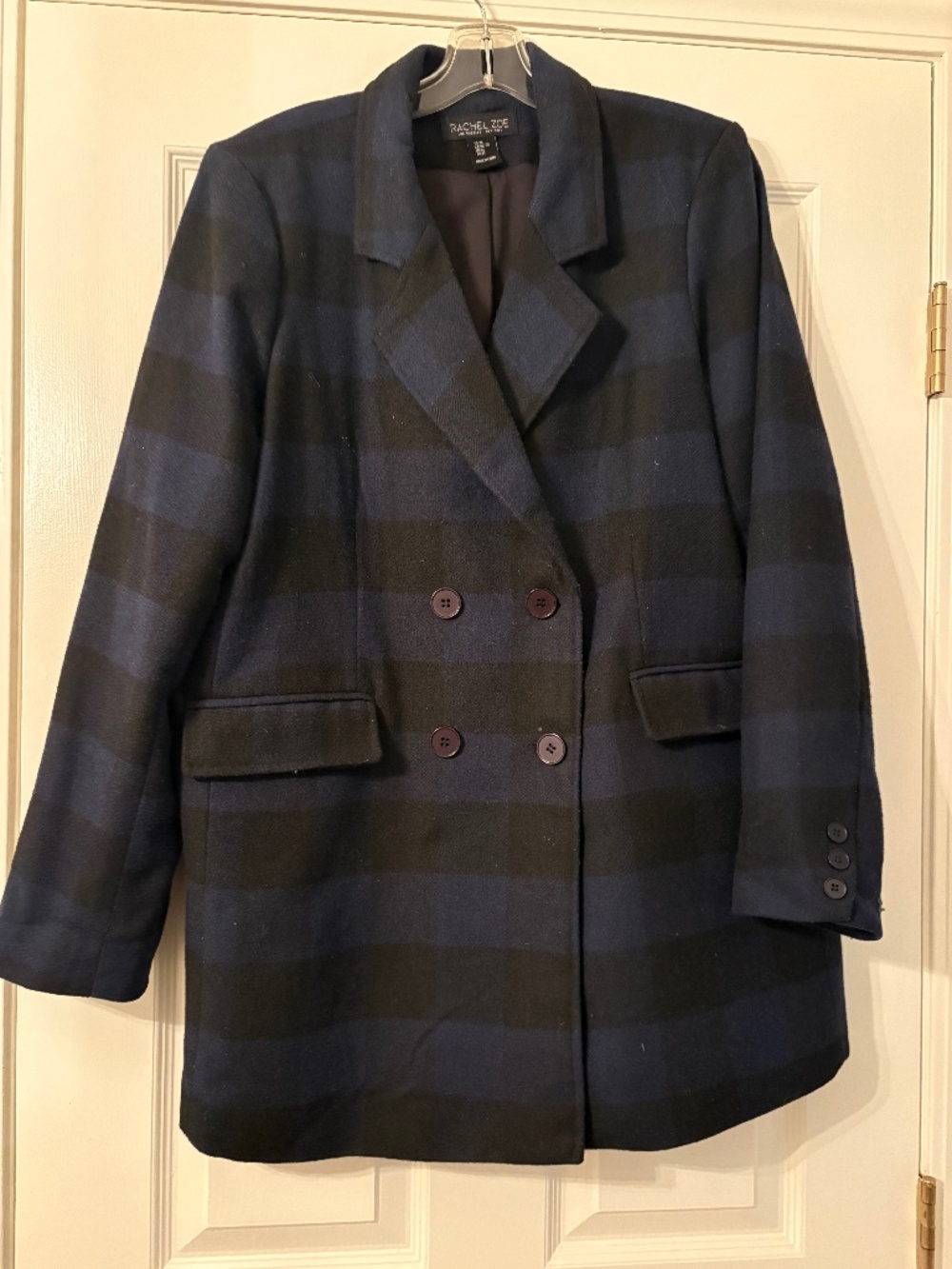 Rachel Zoe black & Blue plaid oversized jacket, XL